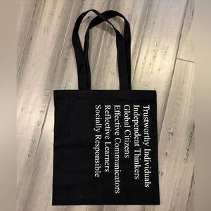 [NWOT] Black Canvas Tote Bag with White Text